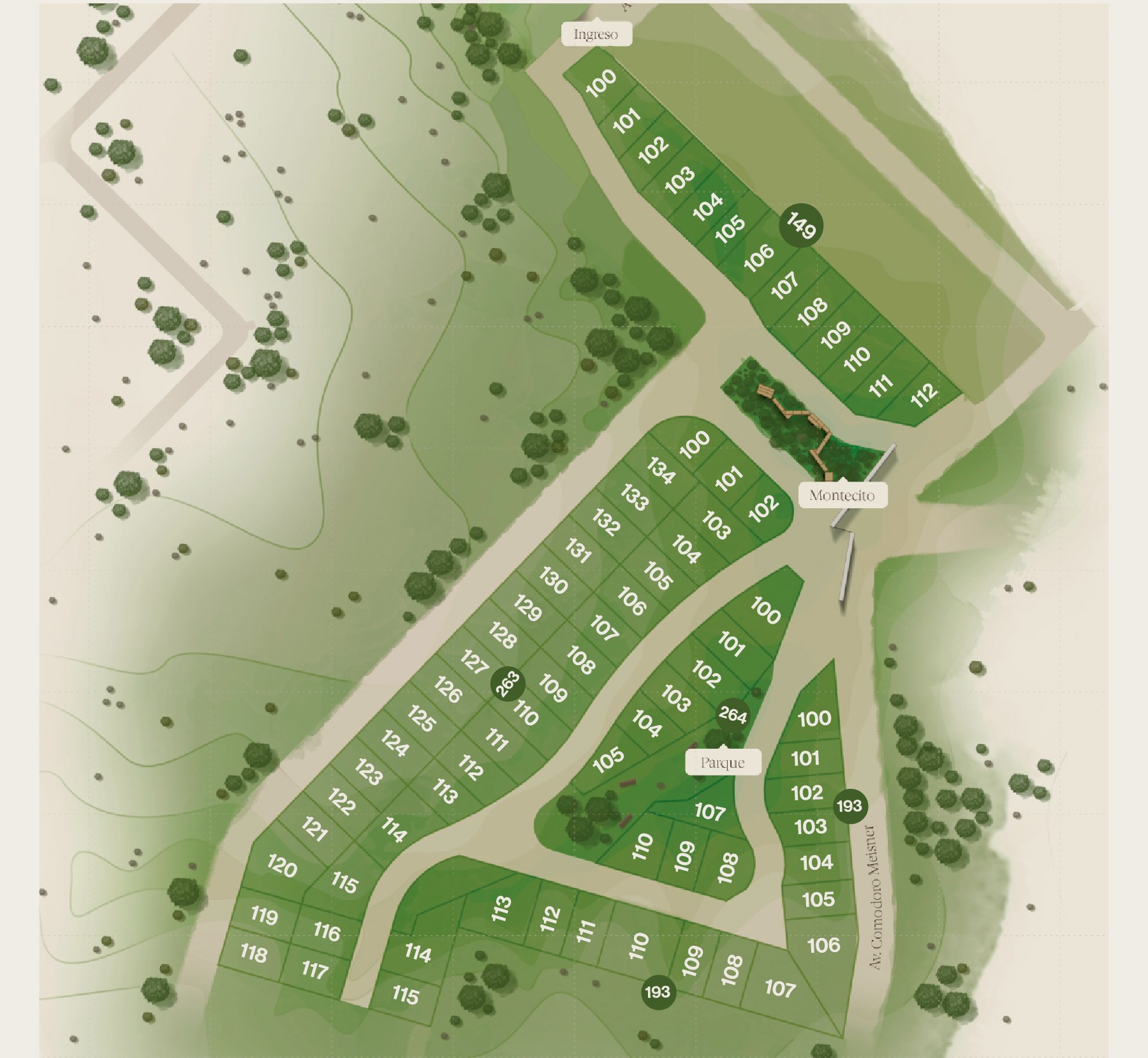 Masterplan de lotes de Colina del Este
